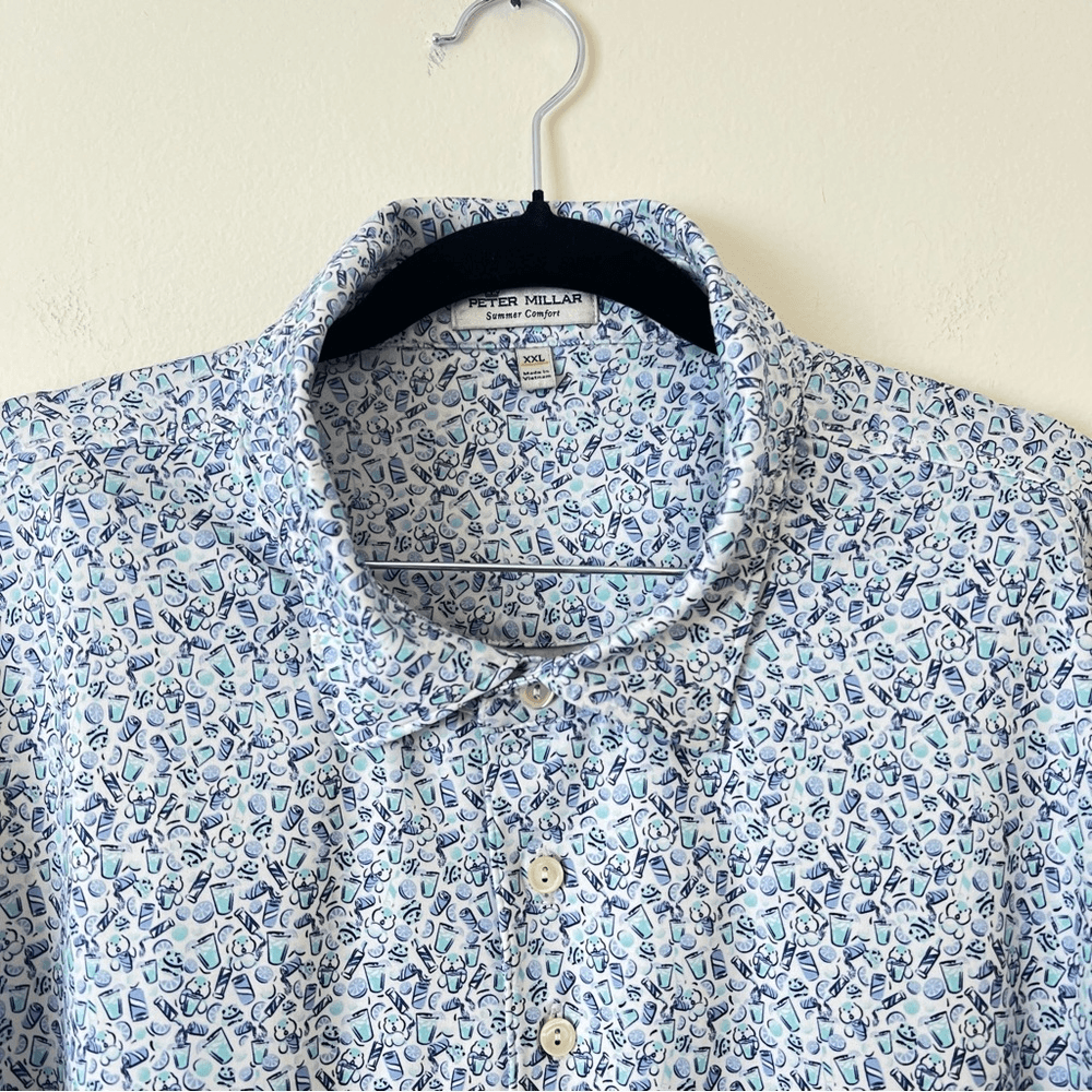 Peter Millar Dazed & Transfused Printed Tech Jersey Golf Polo Shirt Size XXL