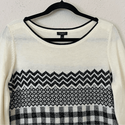 Talbots Wool Blend Geometric Print Crew Neck Sweater Size 1XP