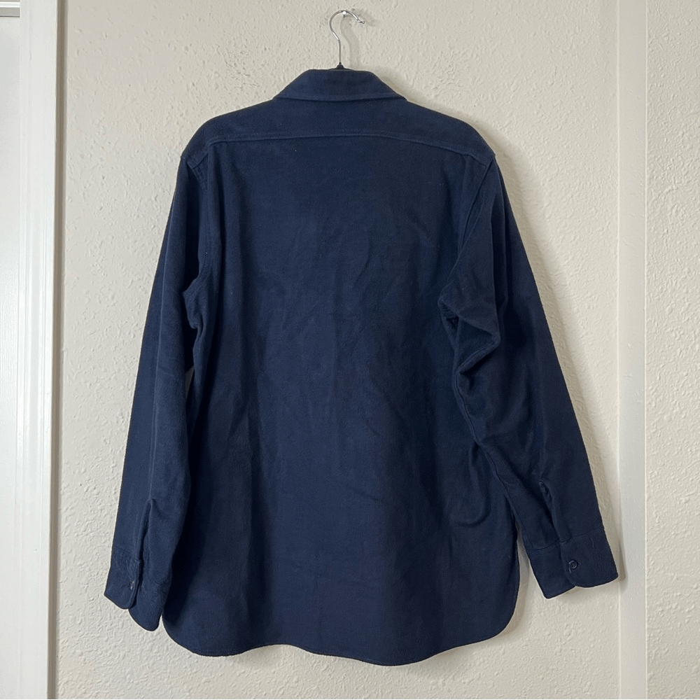 Woolrich Vintage Navy Blue Button Down Shirt Shacket Size Large