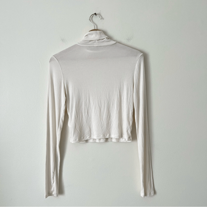 Aritzia Sunday Best Freshman Cropped Turtleneck Ribbed Long Sleeve Top Size M