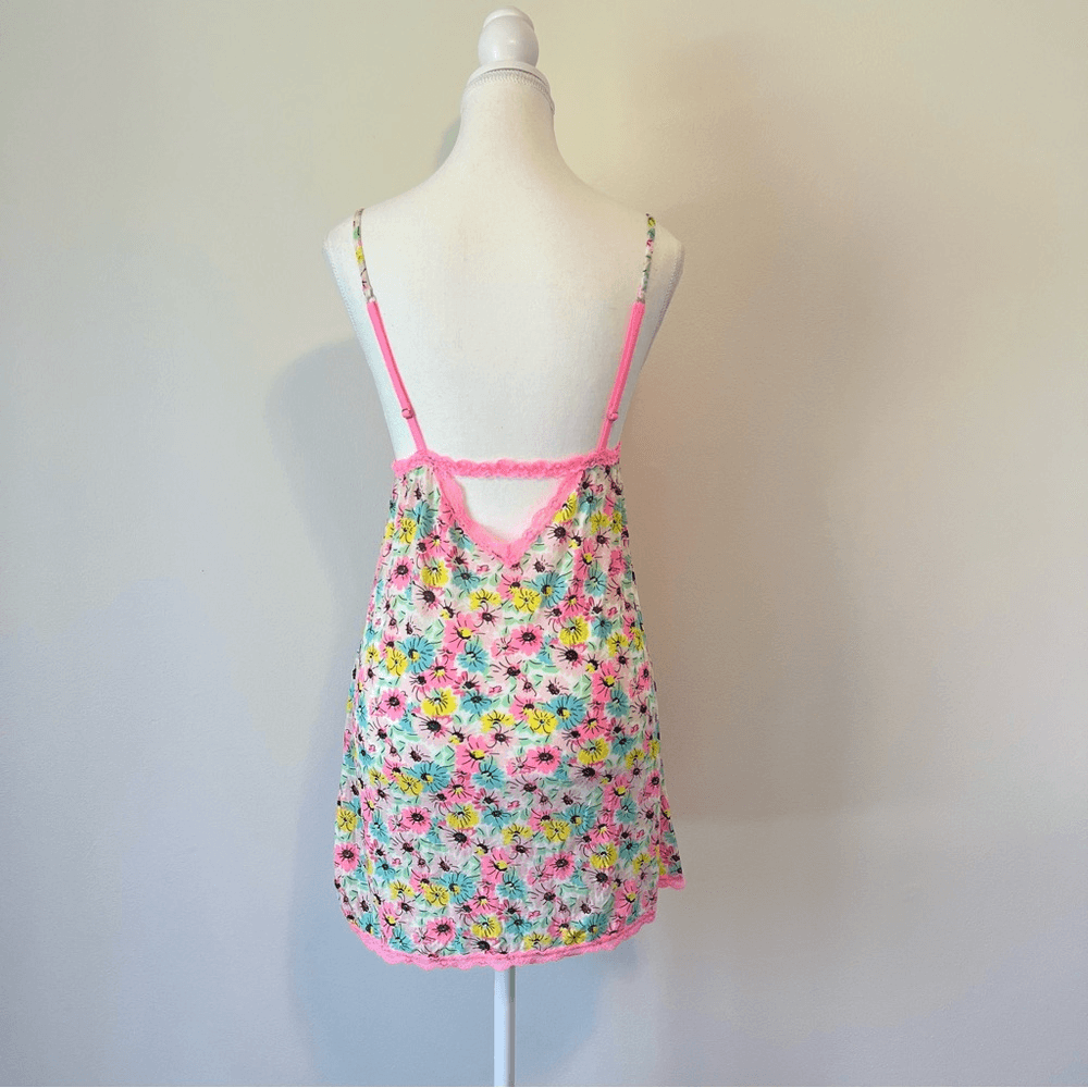 Victoria's Secret Y2K Lace Floral Babydoll Slip Dress Pink Size Medium