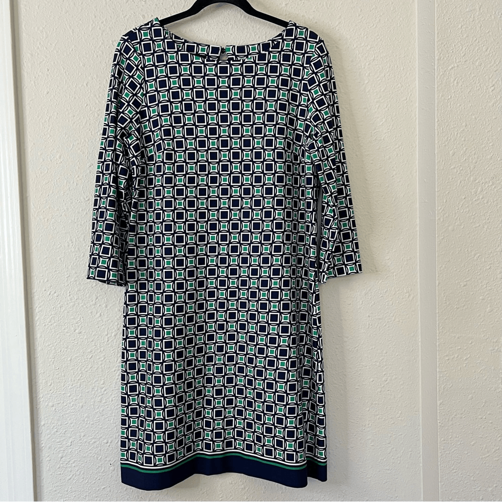 Talbots Geometric Print 3/4 Sleeves Dress Size 6