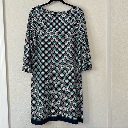 Talbots Geometric Print 3/4 Sleeves Dress Size 6