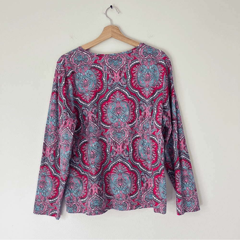 Talbots Classic Cotton Crewneck Tee in Mod Paisley Size XLP
