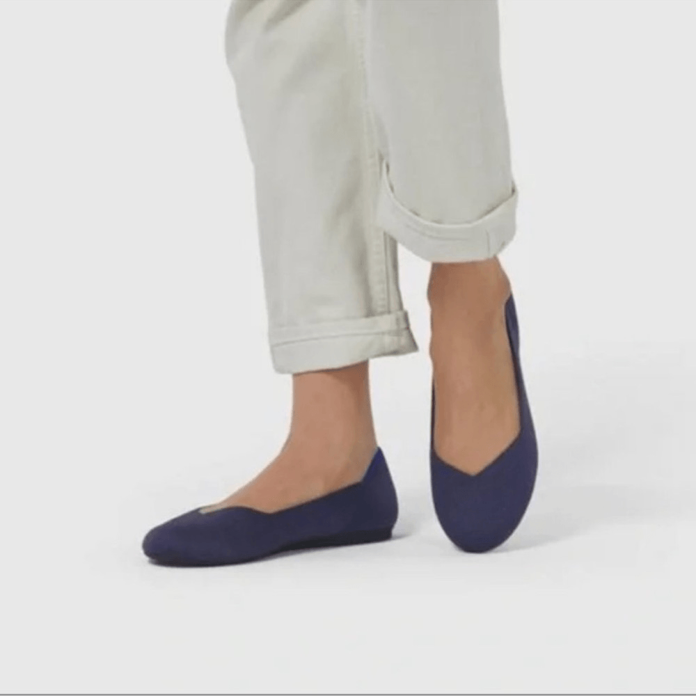 Rothy's The Flat Maritime Slip-On Ballet Shoes in Navy Blue Size 9W Round Toe