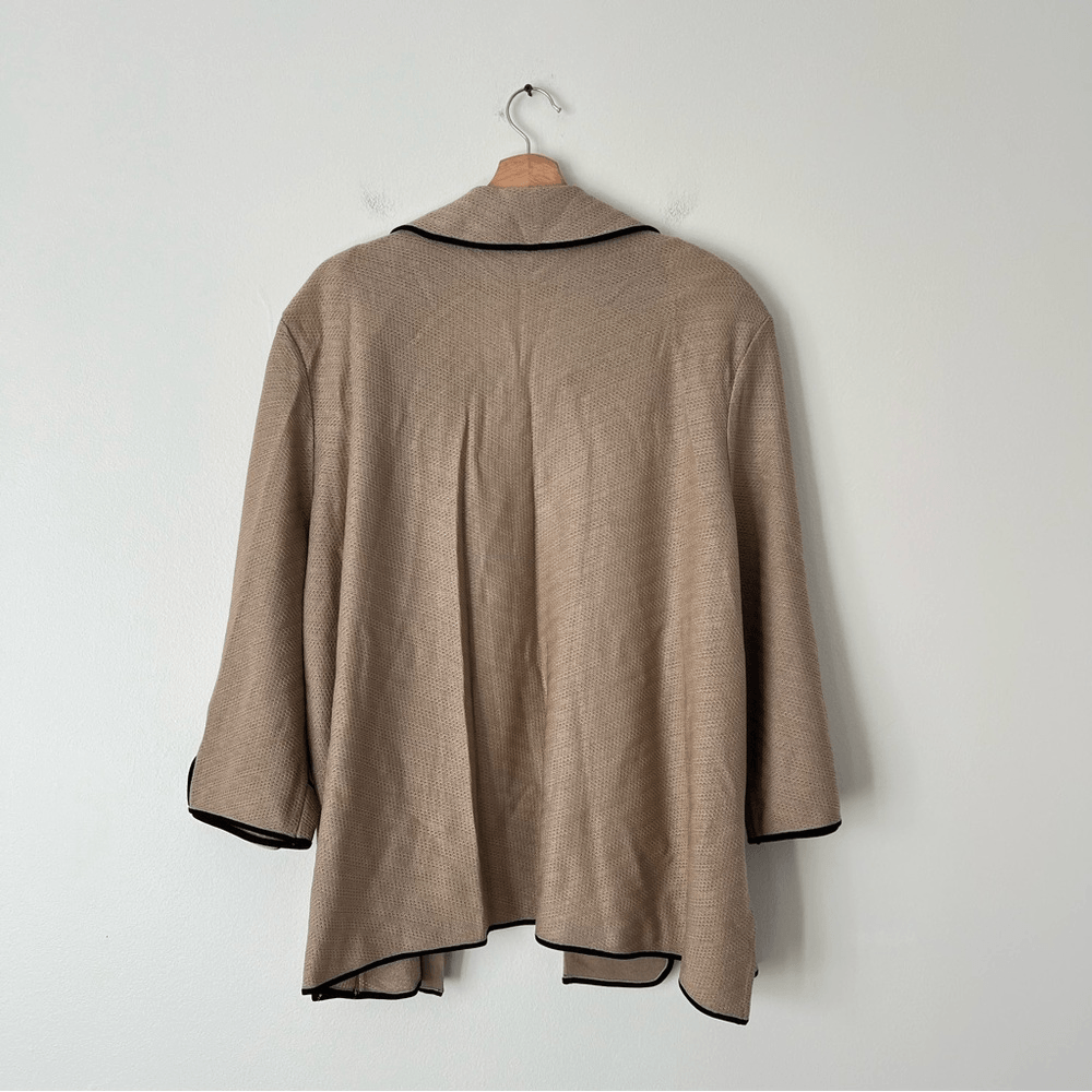 Ming Wang Knit Cardigan Blazer Jacket in Tan and Black Plus Size 3X