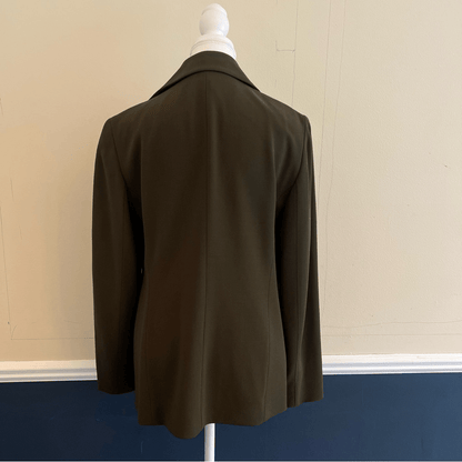 Lafayette 148 New York Wool Blazer Size 10 Olive Green
