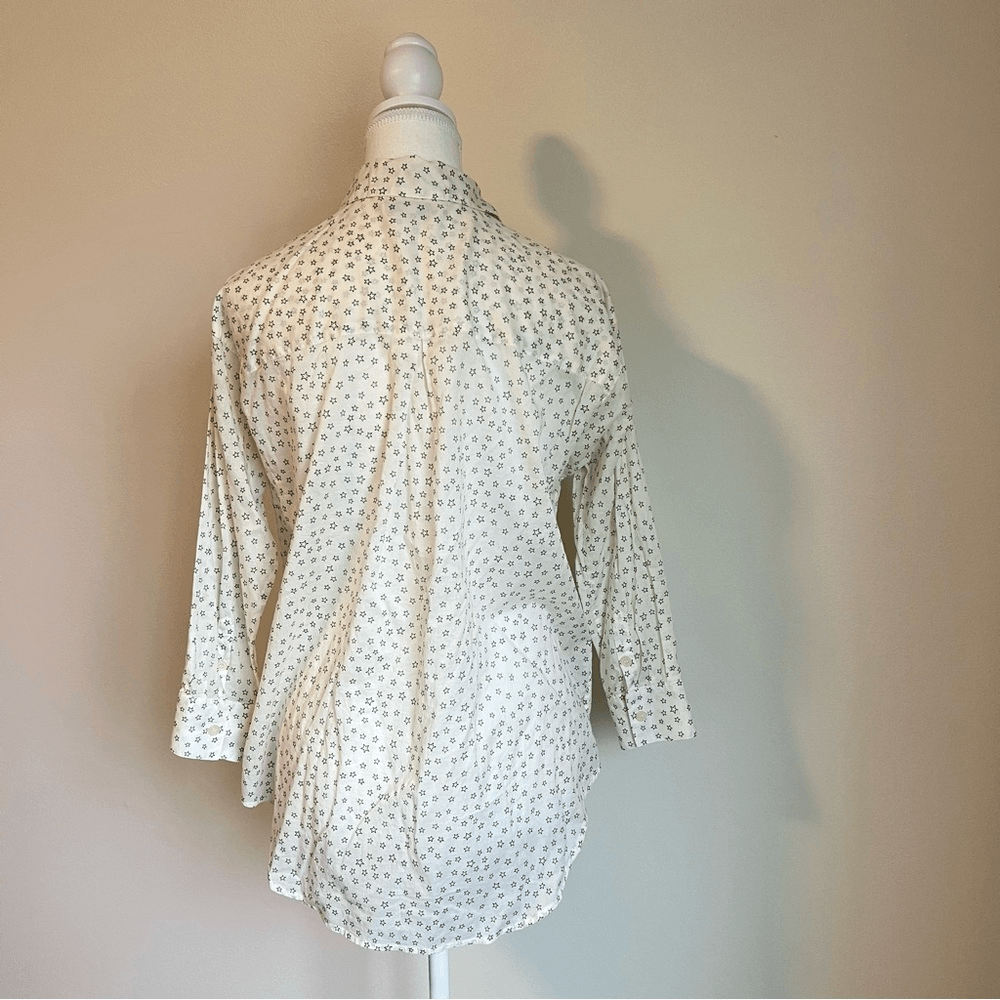 Madewell Star Print Button Down Shirt Size Small Beige