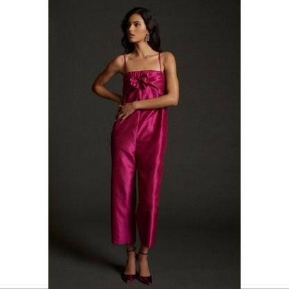 Anthropologie Hutch Satin Bow-Tie Jumpsuit NEW Size Medium