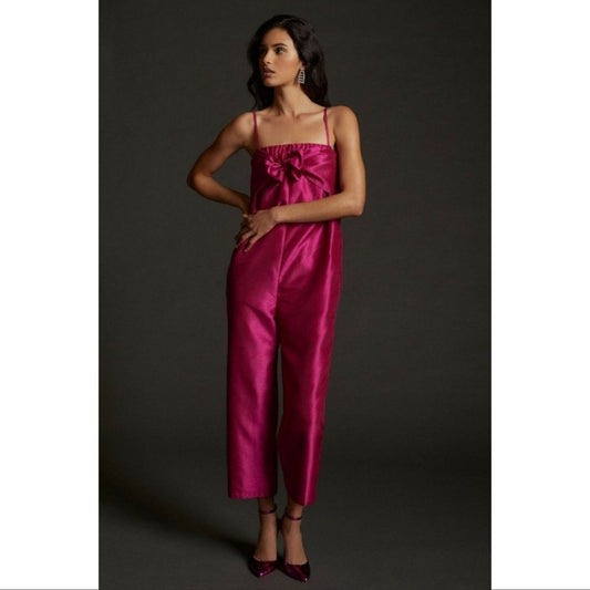 Anthropologie Hutch Satin Bow-Tie Jumpsuit NEW Size Medium