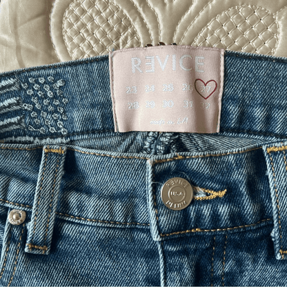 Revice High Rise Star Venus Crop Jeans Medium Wash Size 27