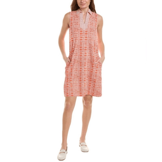 J. McLaughlin Joanna Catalina Cloth Shift Mini Dress Orange Coral Size Small