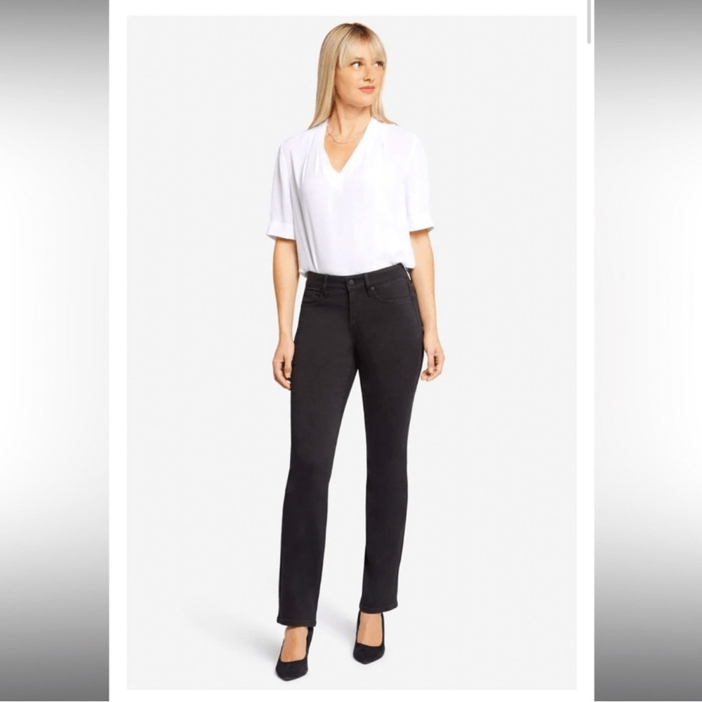 NYDJ Lift Tuck Tech Slim Straight Jeans in Black Size 14