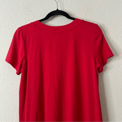 J. Jill Wearever Collection V-Neck Mini T-shirt Dress Short Sleeve Red Small