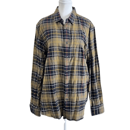 Quince Mens Fleece Plaid Long Sleeve Button Down Shirt Size XL