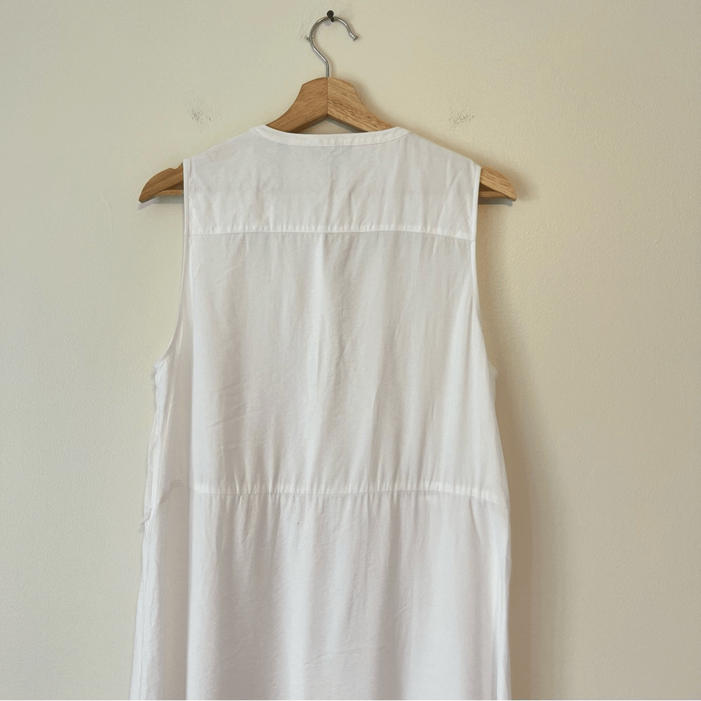 Theory New Shirt Maxi Dress In Florian Twill Sleeveless White Size 10