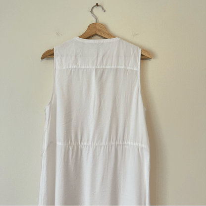 Theory New Shirt Maxi Dress In Florian Twill Sleeveless White Size 10