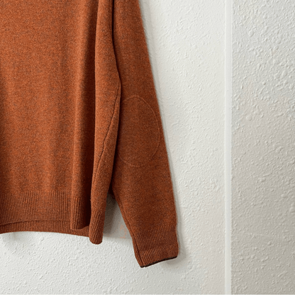 Peter Millar 100% Merino Wool Sweater Size Large Buttoned Mock Neck Burnt Orange