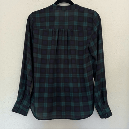 The Limited Tartan Plaid Faux Wrap Long Sleeve Blouse Size Small