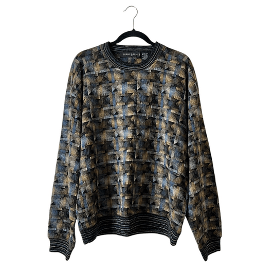 Jhane Barnes Vintage Wool Blend Sweater Size Large Crewneck Geometric Print