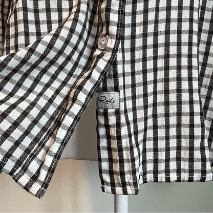 RAILS Josephine Gingham Button Down Shirt Black White Size Medium