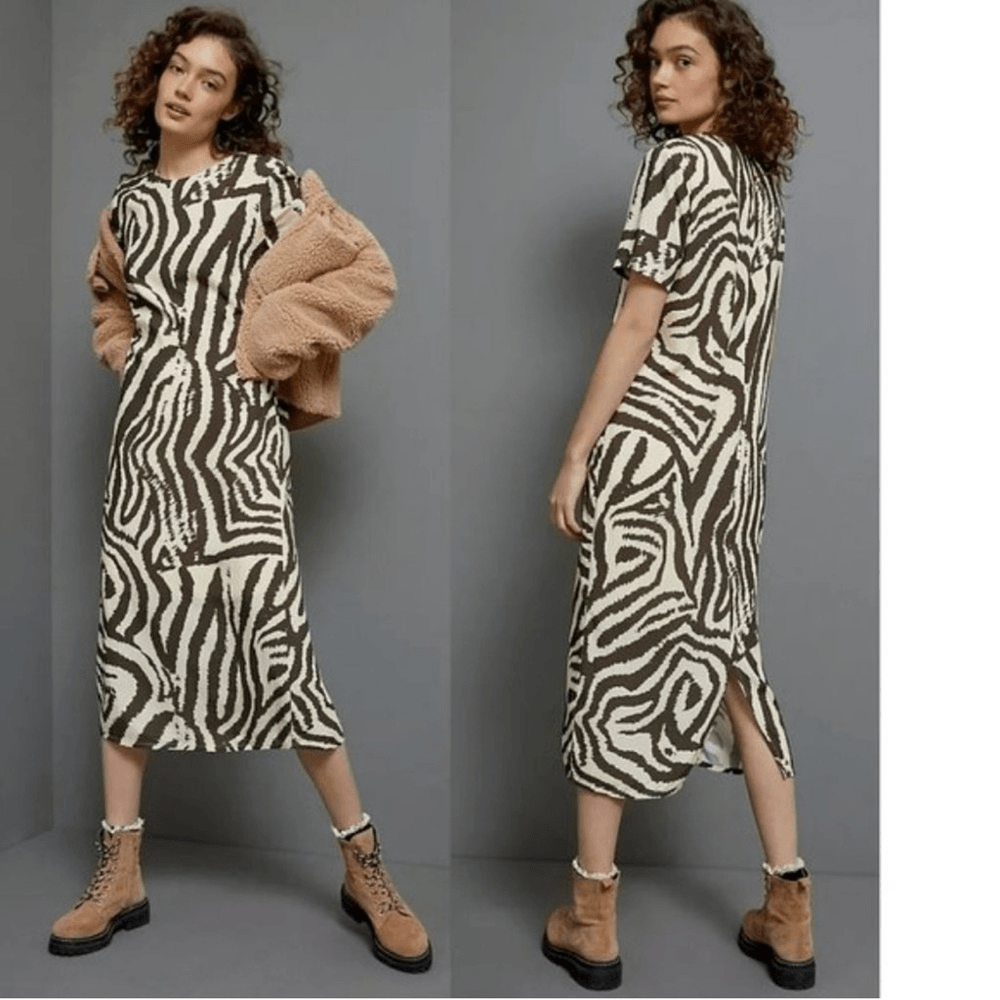 Anthropologie Corey Lynn Calter Zebra Maxi Dress NEW Size Small Animal Print