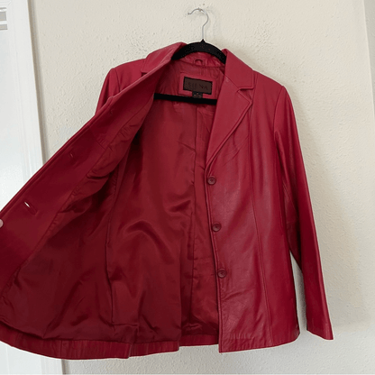 SIENA 100% Leather Red Blazer Jacket| Size 6