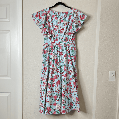 NEW Ann Taylor Strawberry Cherry Flutter Sleeve Flare Midi Dress Size 6 Petites