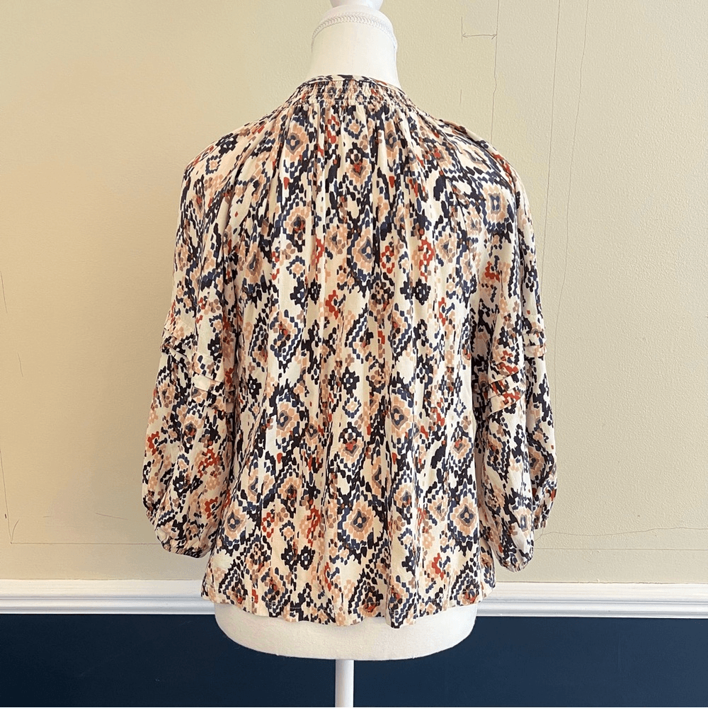 Evereve Layla Ikat Print Blouse Top Size XS