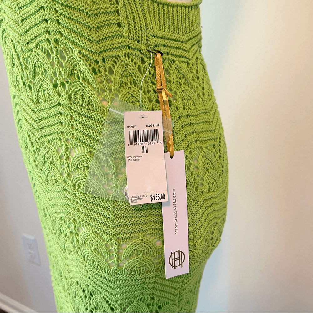 House of Harlow 1960 Knit Maxi Dress in Green NEW Size Medium Vacation Resort