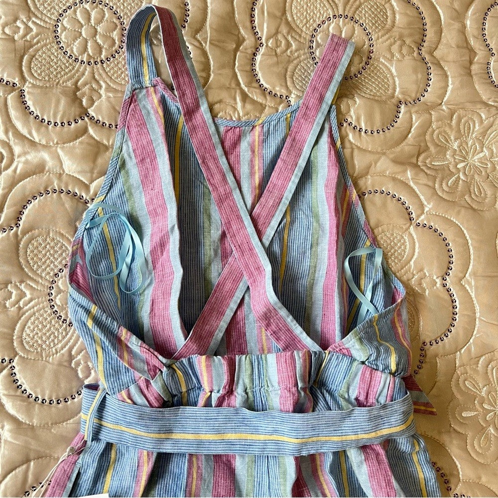 Frame Linen Striped Romper NEW Size Small