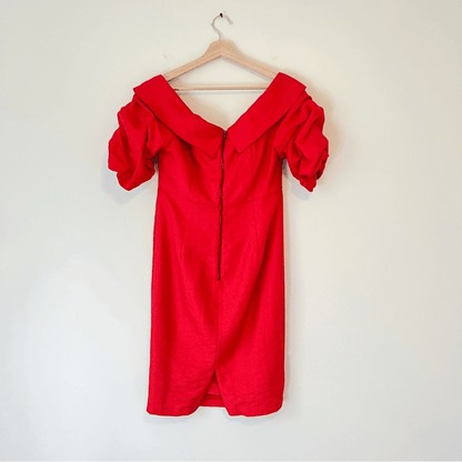 Bardot Devlin Twist Mini Dress in Lipstick Red Size 10 / L Off The Shoulder