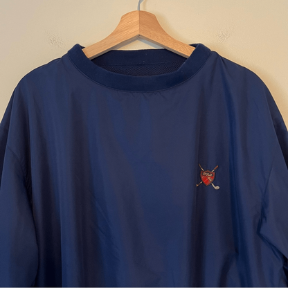 Vintage Polo Golf Ralph Lauren Navy Blue Pullover Windbreaker Size M Clubs Logo