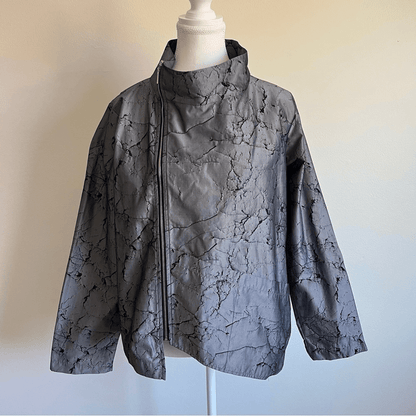 Sun Kim Gray Lightweight Asymmetrical Jacket Size Large