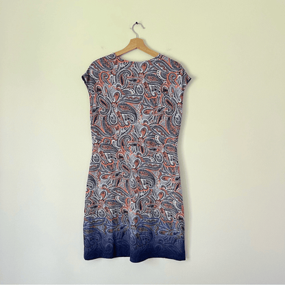 Title Nine Daring Floral Paisley Dress Purple Orange Size Large Knee Length