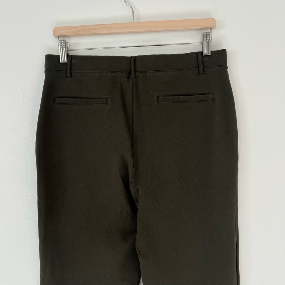 Quince Olive Green Ultra Stretch Ponte Bootcut Pull On Pants Size Large Petite