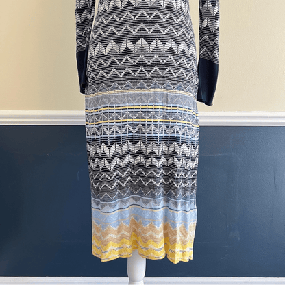TED BAKER Holliis Chevron Sweater Knit Collared Polo Midi Dress
