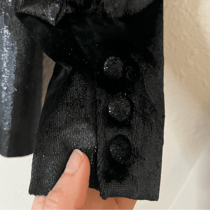 FRAME Black Metallic Velvet Satin Blazer Jacket Size 2 Party Cocktail