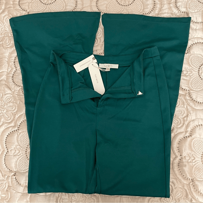 Anthropologie Flat White Flare Pants in Green NEW Size Medium