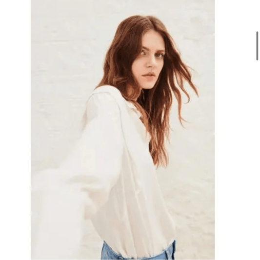 BA&SH Alia Lady Shirt in Ecru / Off White Long Sleeve Size Large US 8