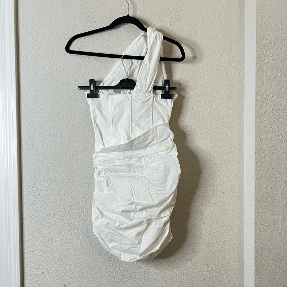 House of CB Clementine White Cutout Ruched Bodycon Mini Dress Size Small