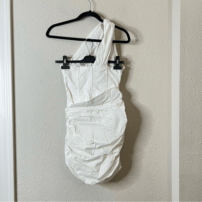 House of CB Clementine White Cutout Ruched Bodycon Mini Dress Size Small