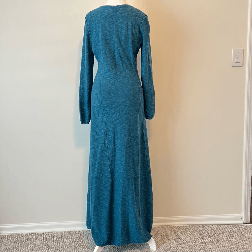 Free People Beach El Topo Sweater Maxi Dress Henley Peacock Plume Long Sleeve S