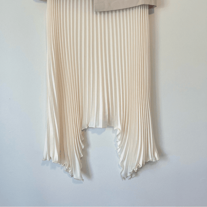 Commense Asymmetrical Pleated Midi Skirt NEW Size Large in Cream