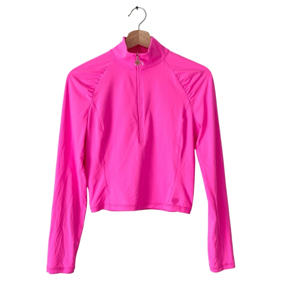 Lilly Pulitzer Luxletic Justine Top Half Zip Cropped Size M UPF 50+ Long Sleeve