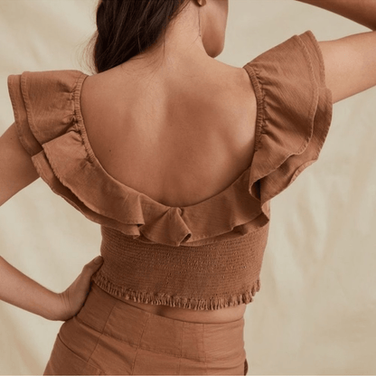 Anthropologie Maeve Ruffled Smocked Tank Top Brown NEW Plus Size 26W