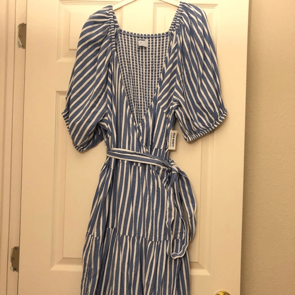 Old Navy Waist-Defined Striped Tie-Belt Midi Wrap Dress NEW Plus Size 4X