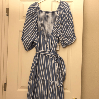 Old Navy Waist-Defined Striped Tie-Belt Midi Wrap Dress NEW Plus Size 4X