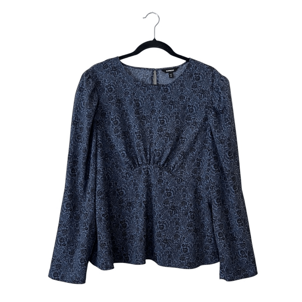 Express Puff Sleeve Floral Blouse Size XL Long Sleeve