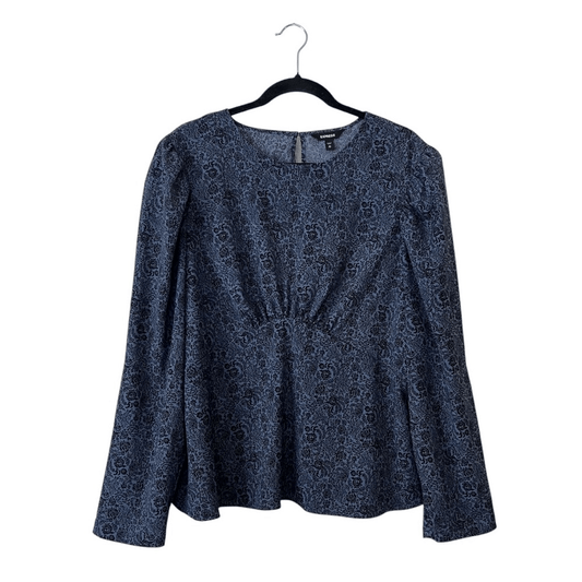 Express Puff Sleeve Floral Blouse Size XL Long Sleeve